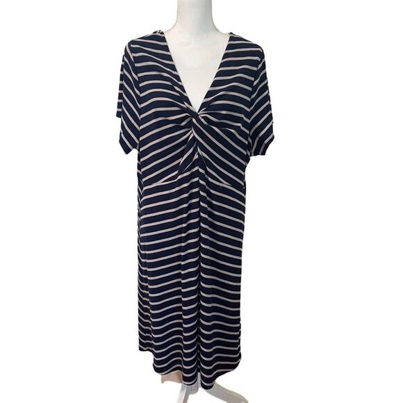 Torrid Navy & Cream Striped Twist Front Dress Size 4 - Picture 1 of 7